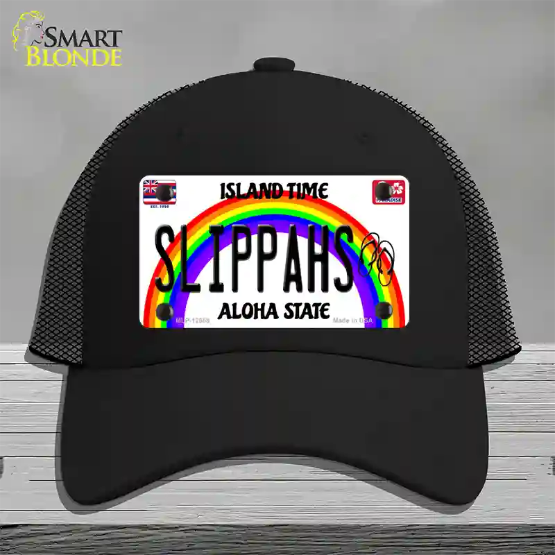 Slippahs Hawaii Novelty License Plate Hat Mesh / Black