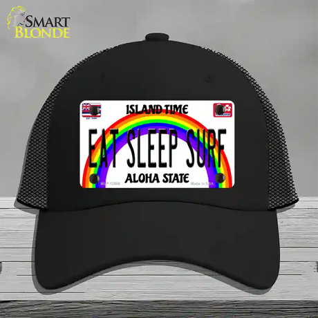 Eat Sleep Surf Hawaii Novelty License Plate Hat Mesh / Black