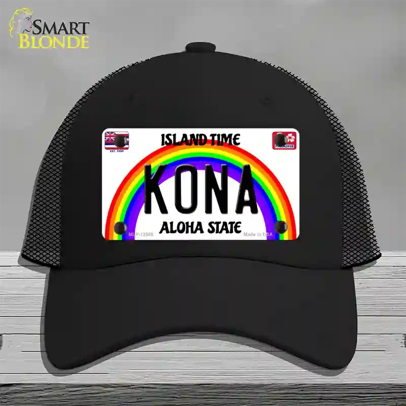 Kona Hawaii Novelty License Plate Hat Mesh / Black