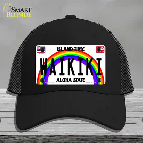 Waikiki Hawaii Novelty License Plate Hat Mesh / Black