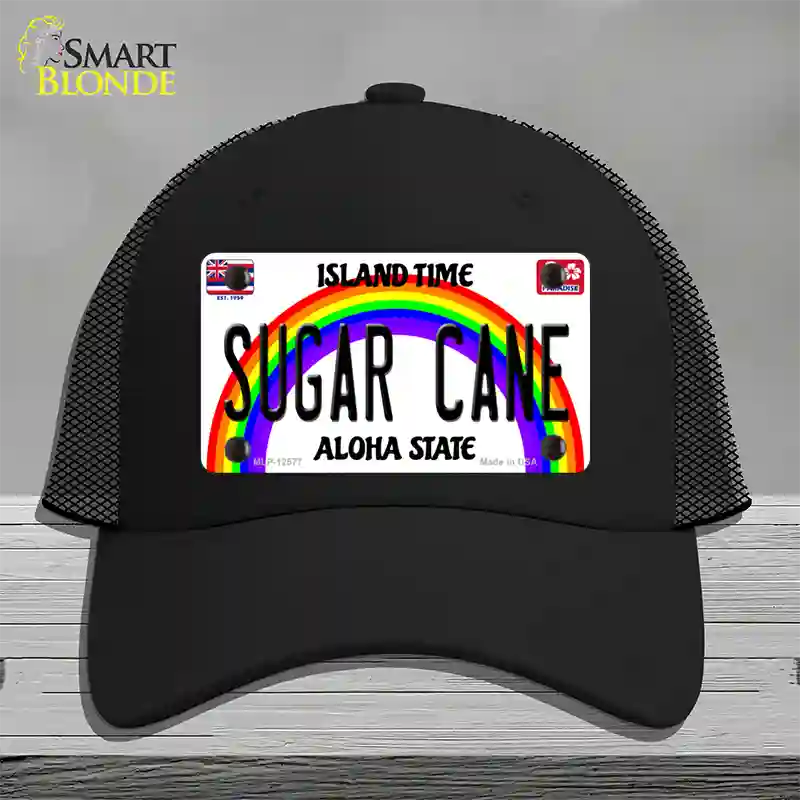 Sugar Cane Hawaii Novelty License Plate Hat Mesh / Black