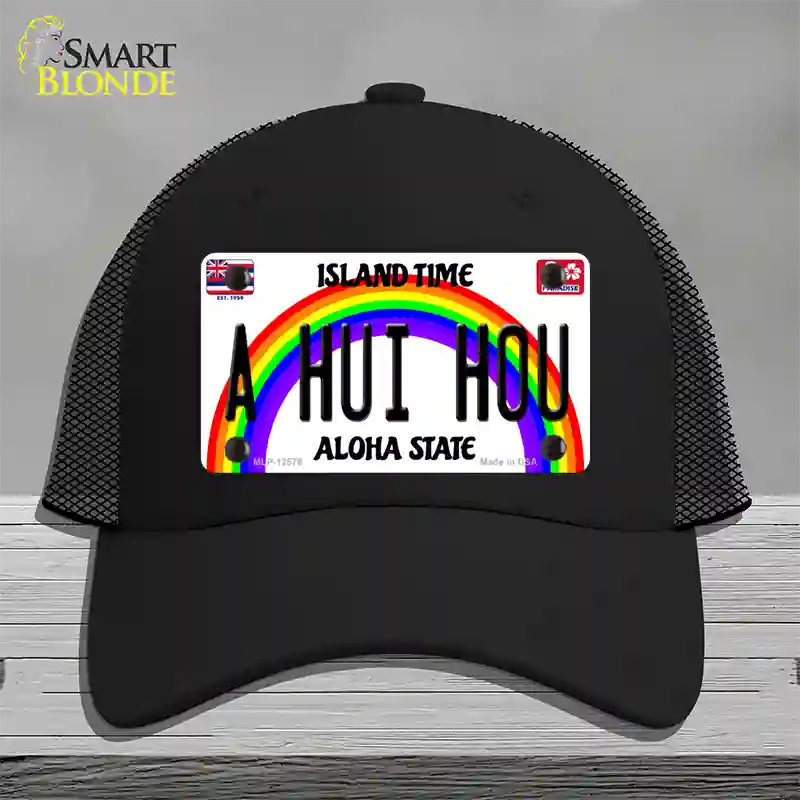 A Hui Hou Hawaii Novelty License Plate Hat Mesh / Black