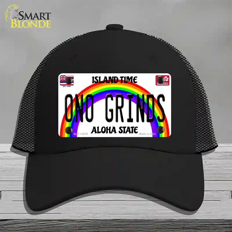 Ono Grinds Hawaii Novelty License Plate Hat Mesh / Black