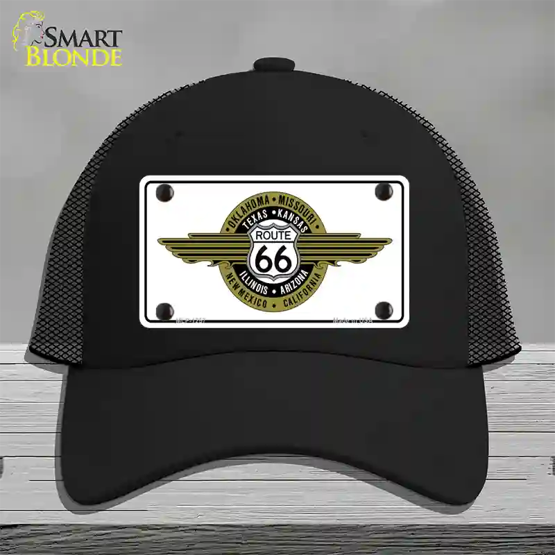 Route 66 Shield Emblem Novelty License Plate Hat Mesh / Black