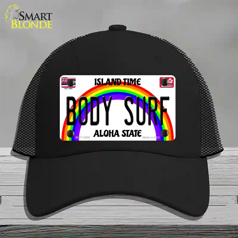 Body Surf Hawaii Novelty License Plate Hat Mesh / Black