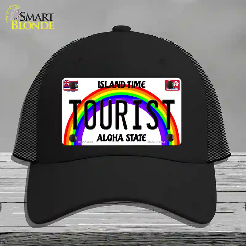 Tourist Hawaii Novelty License Plate Hat Mesh / Black