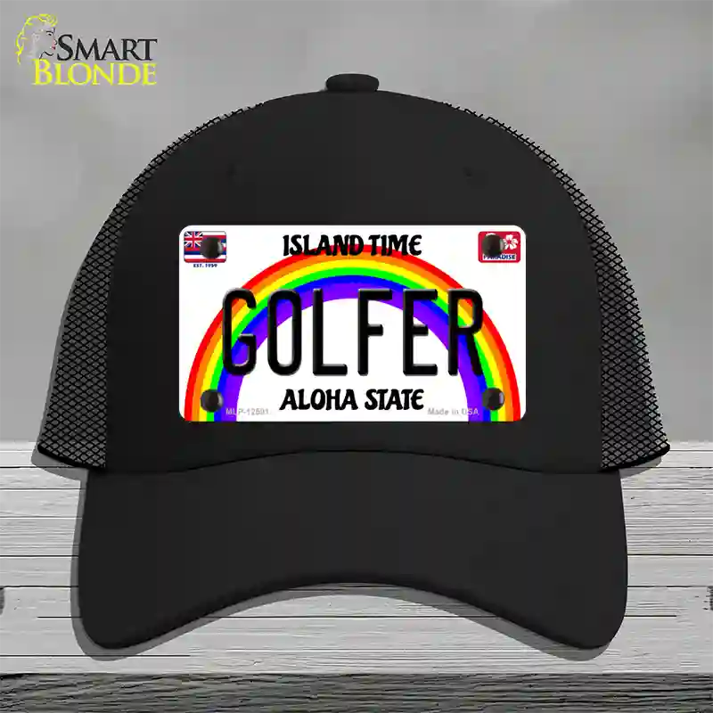 Golfer Hawaii Novelty License Plate Hat Mesh / Black