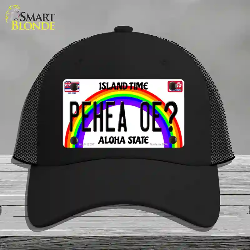 Pehea Oe Hawaii Novelty License Plate Hat Mesh / Black