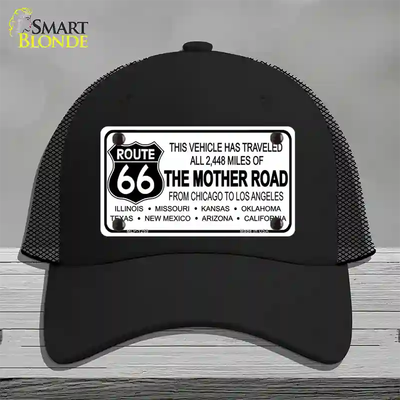 Route 66 The Mother Road Novelty License Plate Hat Mesh / Black