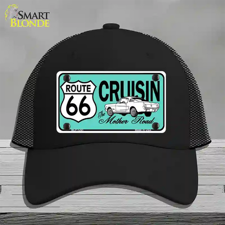 Route 66 Retro Cruisin Novelty License Plate Hat Mesh / Black