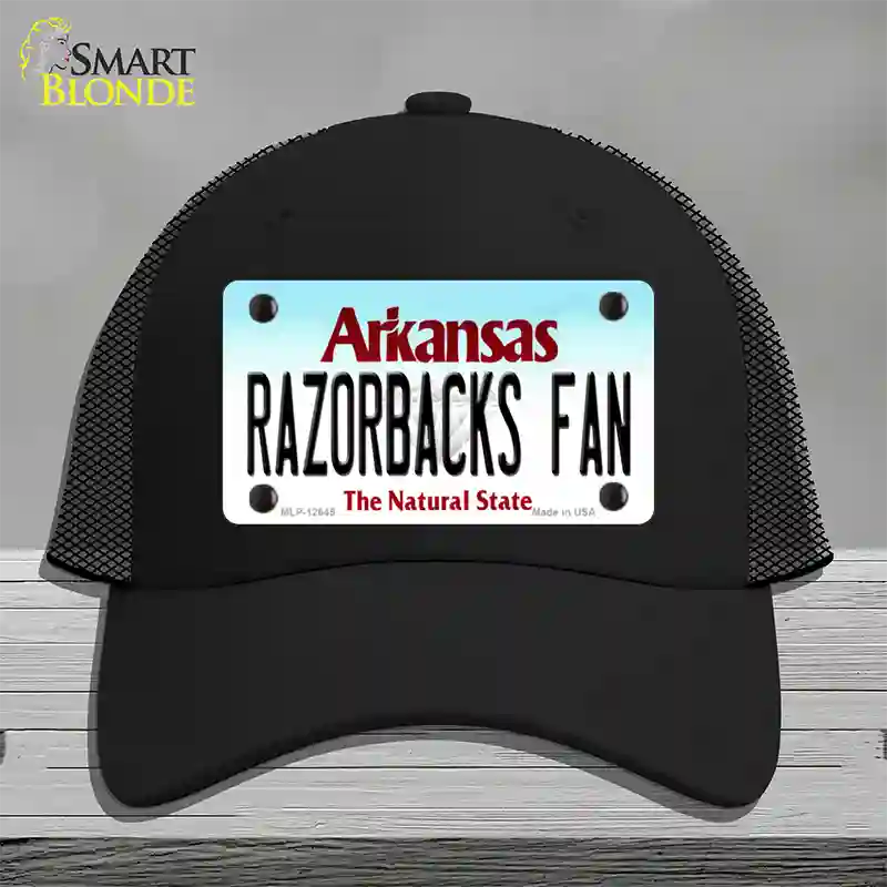 Razorbacks Fan Novelty License Plate Hat Mesh / Black