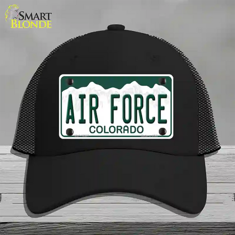 Air Force Novelty License Plate Hat Mesh / Black