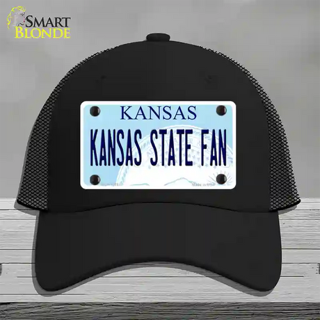 Kansas State Fan Novelty License Plate Hat Tag Mesh / Black