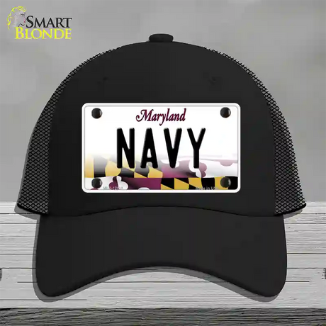 Navy Novelty License Plate Hat Mesh / Black