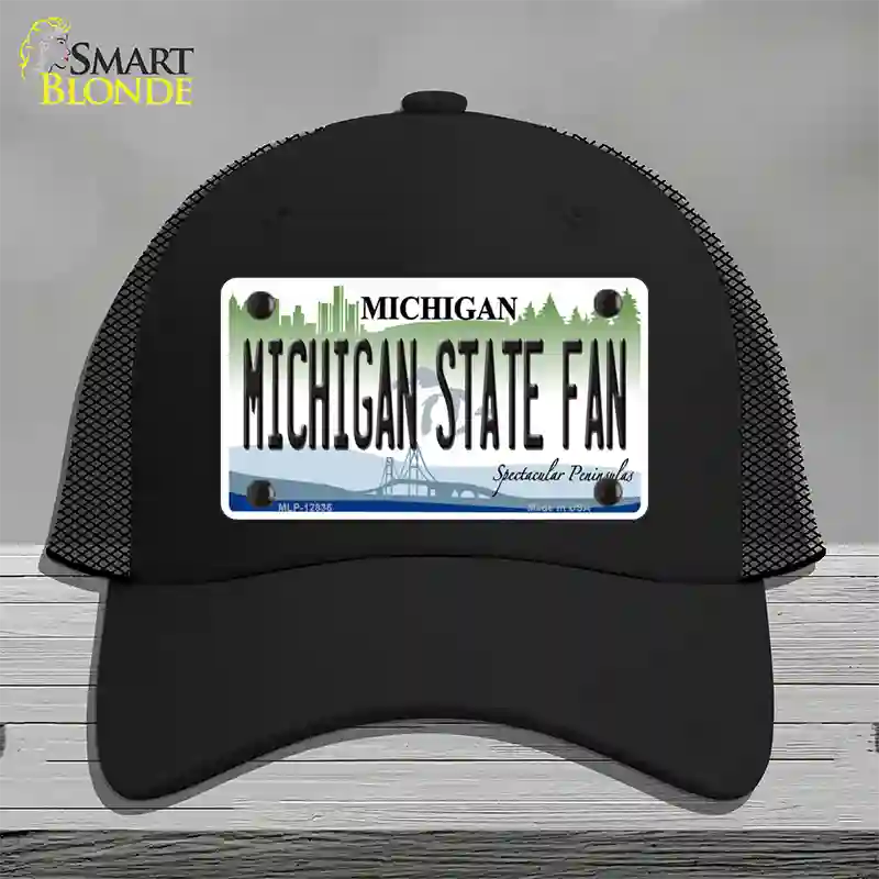 Michigan State Fan Novelty License Plate Hat Mesh / Black