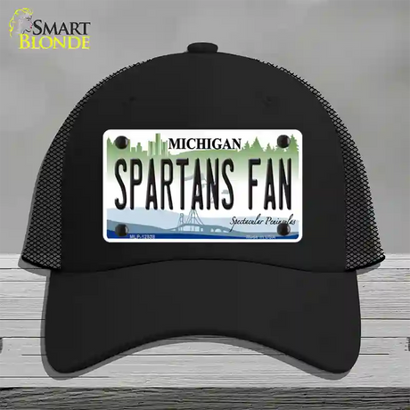 Spartans Fan Novelty License Plate Hat Mesh / Black