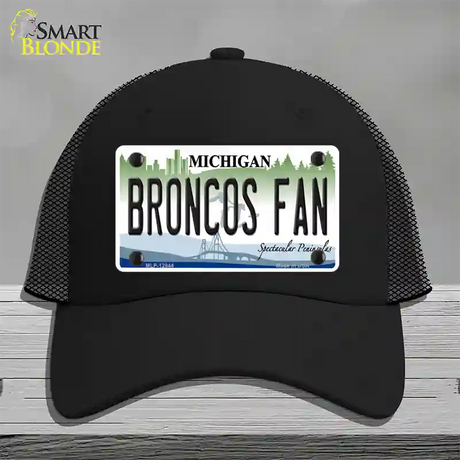 Broncos Fan Michigan Novelty License Plate Hat Mesh / Black