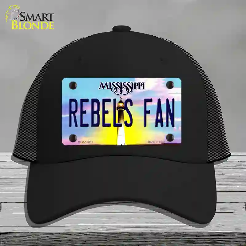 Rebels Fan Novelty License Plate Hat Mesh / Black