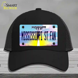 Mississippi State Fan Novelty License Plate Hat Mesh / Black