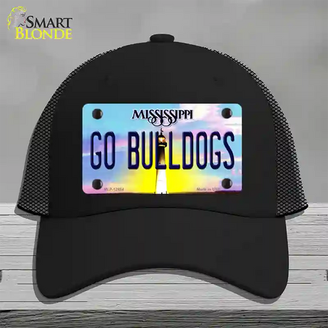 Go Bulldogs Mississippi Novelty License Plate Hat Mesh / Black