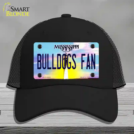 Bulldogs Fan Mississippi Novelty License Plate Hat Mesh / Black