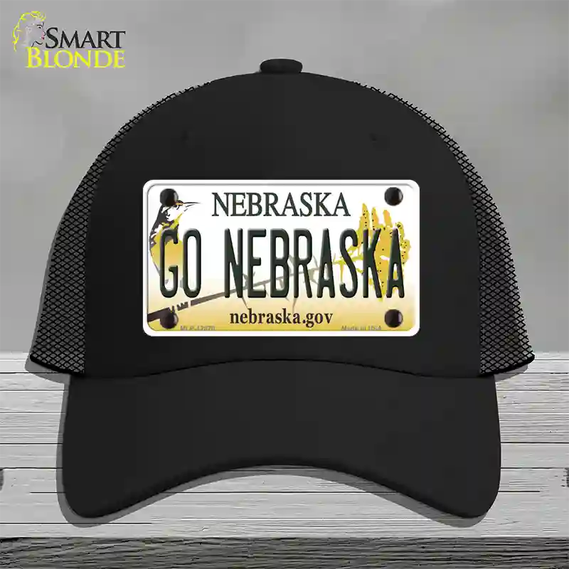 Go Nebraska Novelty License Plate Hat Mesh / Black