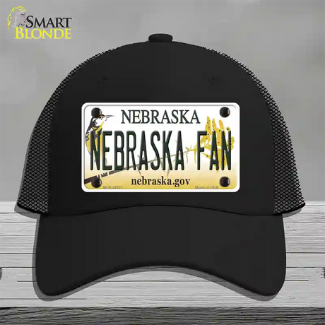 Nebraska Fan Novelty License Plate Hat Mesh / Black