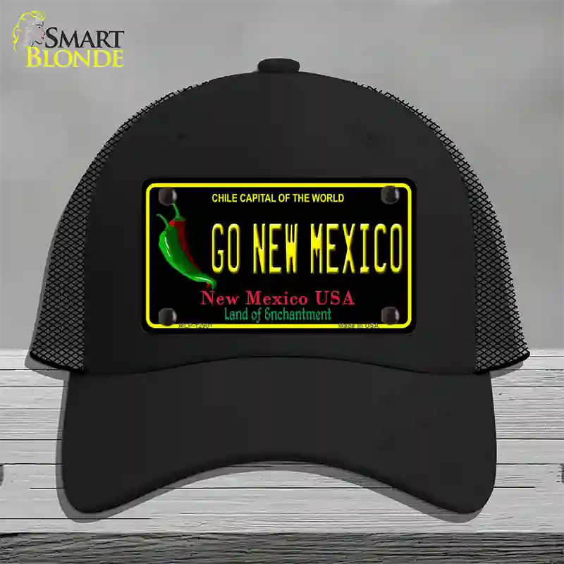 Go New Mexico Novelty License Plate Hat Mesh / Black