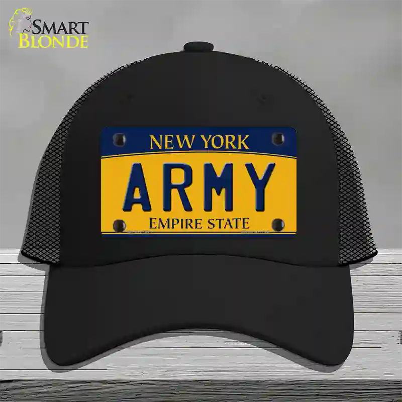 Army Novelty License Plate Hat Mesh / Black