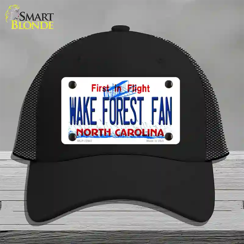 Wake Forest Fan Novelty License Plate Hat Mesh / Black