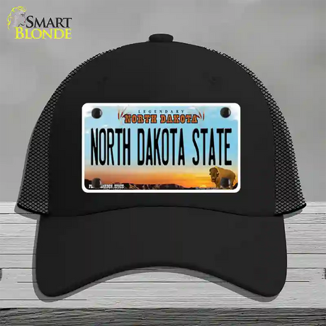 North Dakota State Novelty License Plate Hat Mesh / Black