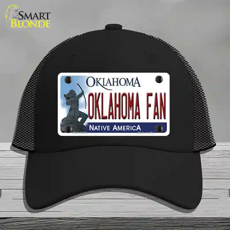 Oklahoma Fan Novelty License Plate Hat Mesh / Black