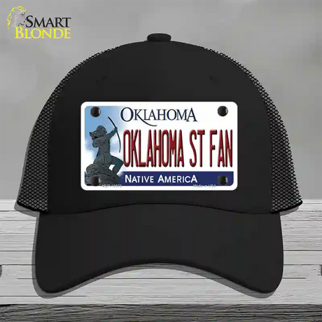 Oklahoma State Fan Novelty License Plate Hat Mesh / Black