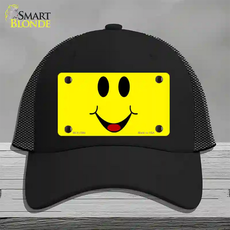 Happy Smiley Novelty License Plate Hat Mesh / Black