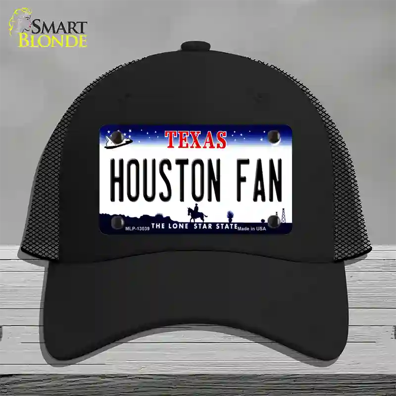 Houston Fan Novelty License Plate Hat Mesh / Black