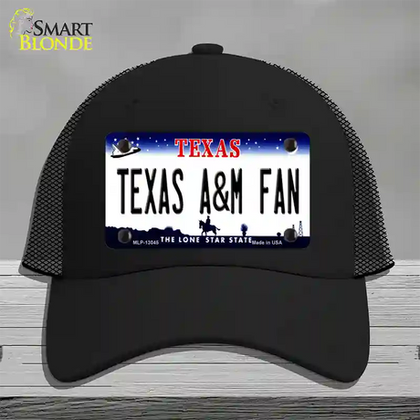 Texas A&M Fan Novelty License Plate Hat Mesh / Black