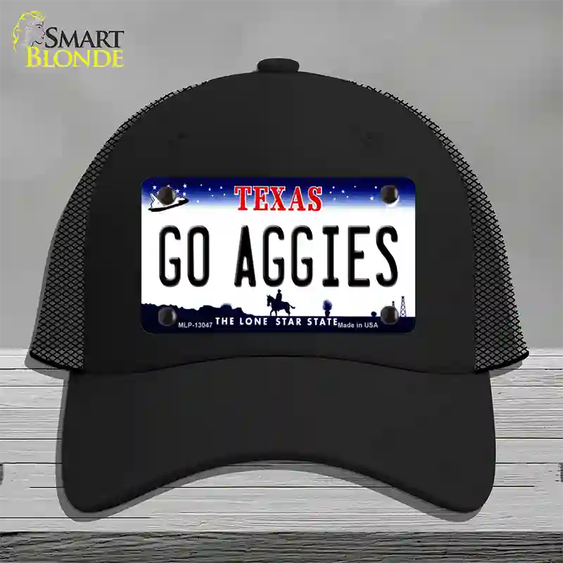 Go Aggies Texas Novelty License Plate Hat Mesh / Black