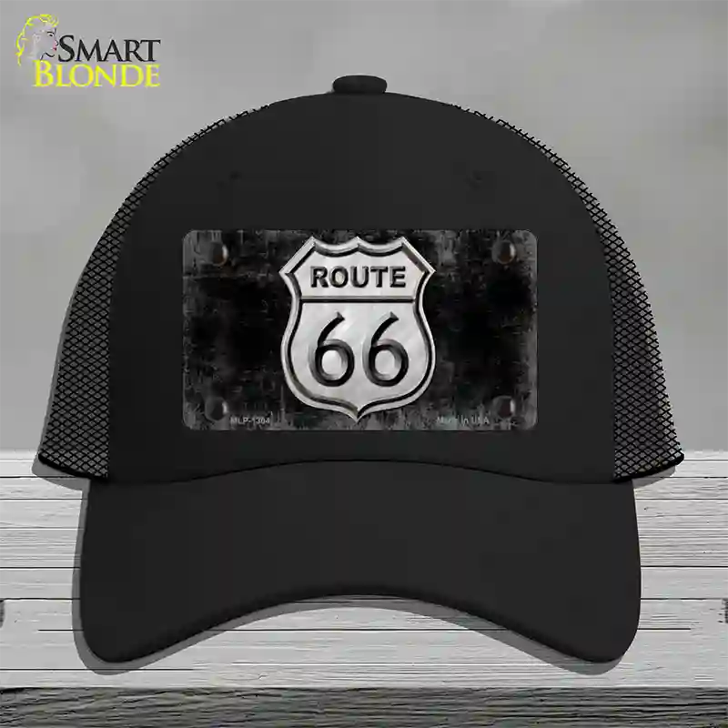 Route 66 Black & White Novelty License Plate Hat Mesh / Black