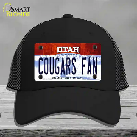 Cougars Fan Utah Novelty License Plate Hat Mesh / Black