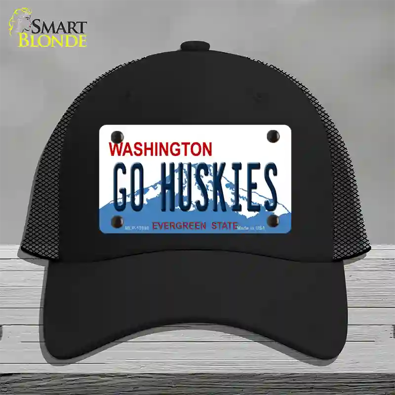 Go Huskies Novelty License Plate Hat Mesh / Black