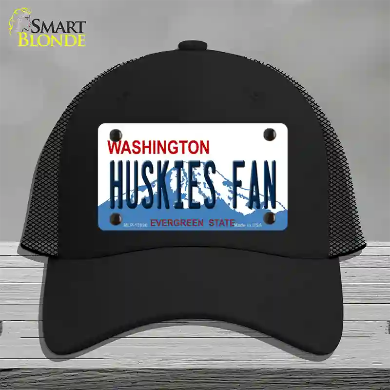 Huskies Fan Washington Novelty License Plate Hat Mesh / Black