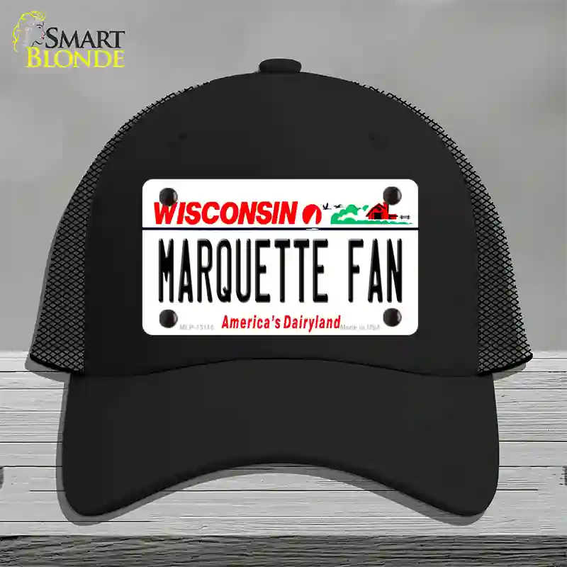 Marquette Fan Novelty License Plate Hat Mesh / Black