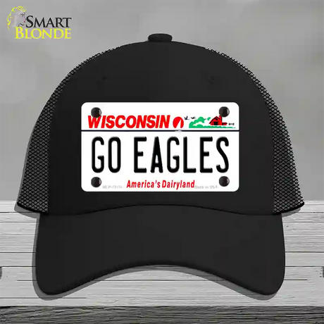 Go Eagles Wisconsin Novelty License Plate Hat Mesh / Black