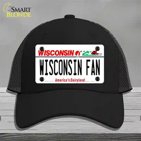 Wisconsin Fan Novelty License Plate Hat Mesh / Black