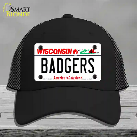 Badgers Novelty License Plate Hat Mesh / Black