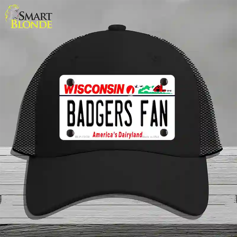 Badgers Fan Novelty License Plate Hat Mesh / Black