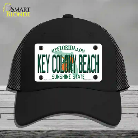 Key Colony Beach Florida Novelty License Plate Hat Mesh / Black