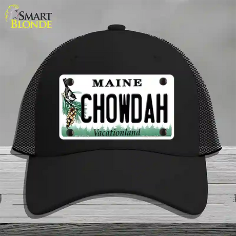 Chowdah Maine Novelty License Plate Hat Mesh / Black