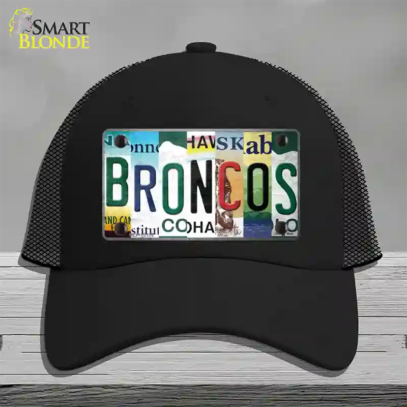 Broncos Strip Art Novelty License Plate Hat Tag Mesh / Black