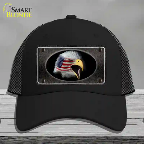 American Flag Eagle Black Novelty License Plate Hat Mesh / Black